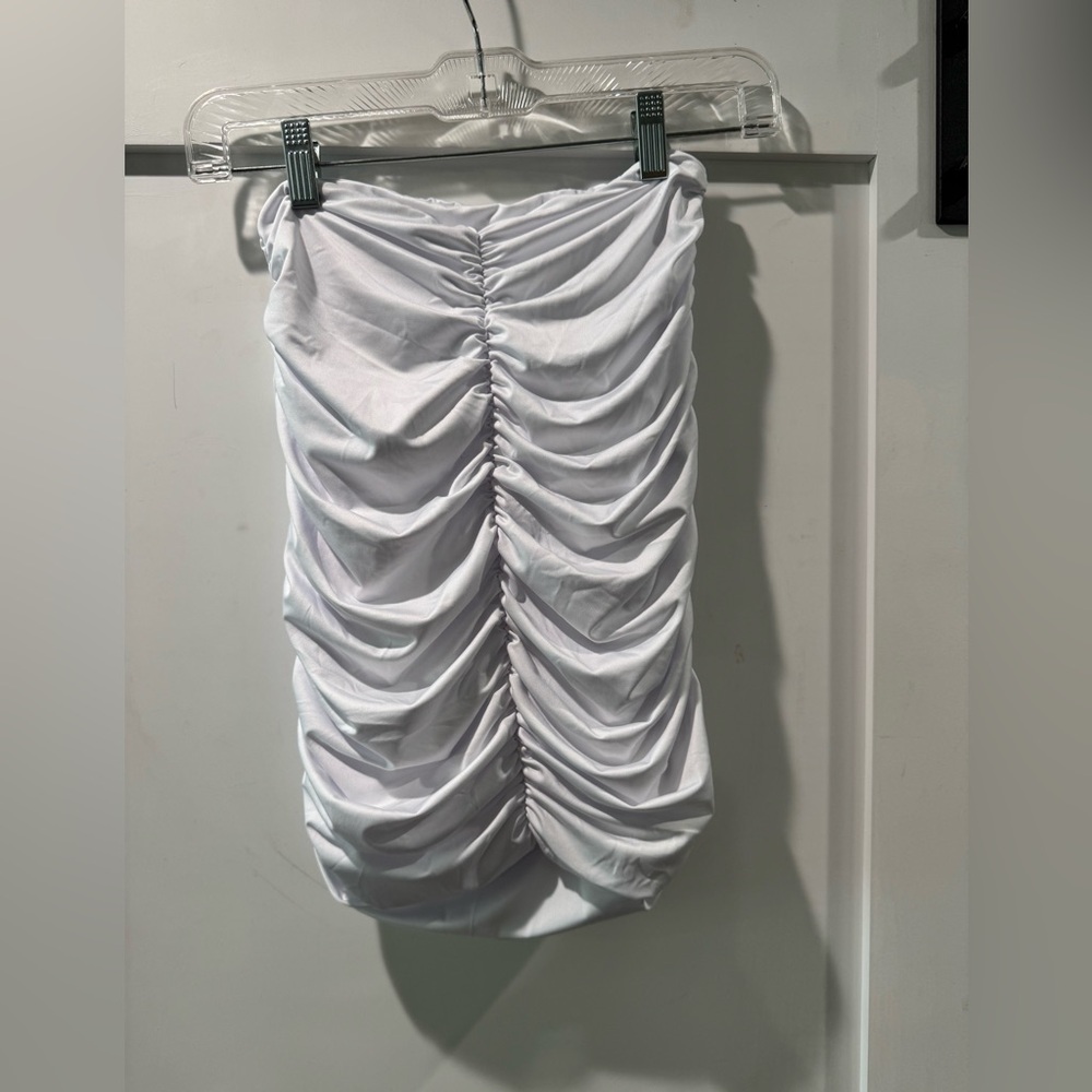 White Ruched Tube Top - Picture 3 of 4